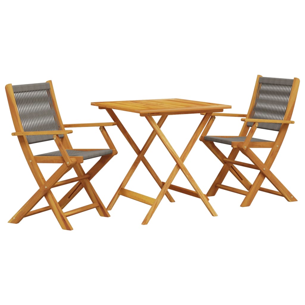 3-delige Bistroset polypropeen en massief hout grijs is nu te koop bij PeponiXL, paradijselijk wonen!