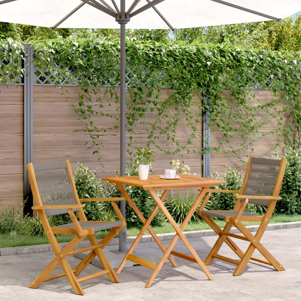 3-delige Bistroset polypropeen en massief hout grijs is nu te koop bij PeponiXL, paradijselijk wonen!