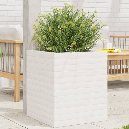 Plantenbak 40x40x46 cm massief grenenhout wit is nu te koop bij PeponiXL, paradijselijk wonen!