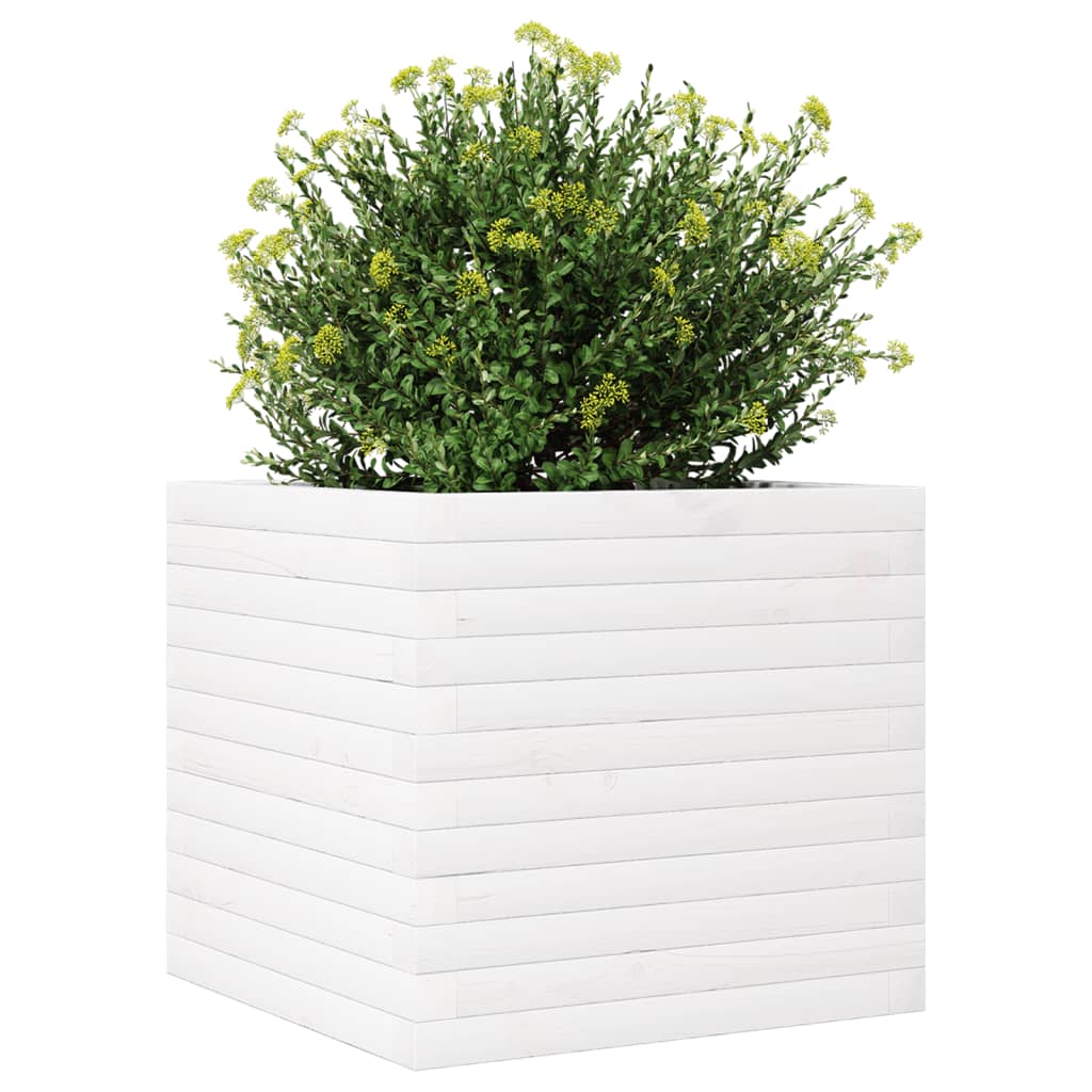 Plantenbak 50x50x46 cm massief grenenhout wit is nu te koop bij PeponiXL, paradijselijk wonen!