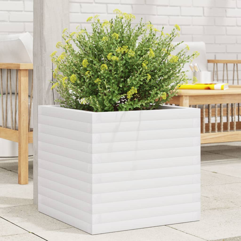 Plantenbak 50x50x46 cm massief grenenhout wit is nu te koop bij PeponiXL, paradijselijk wonen!
