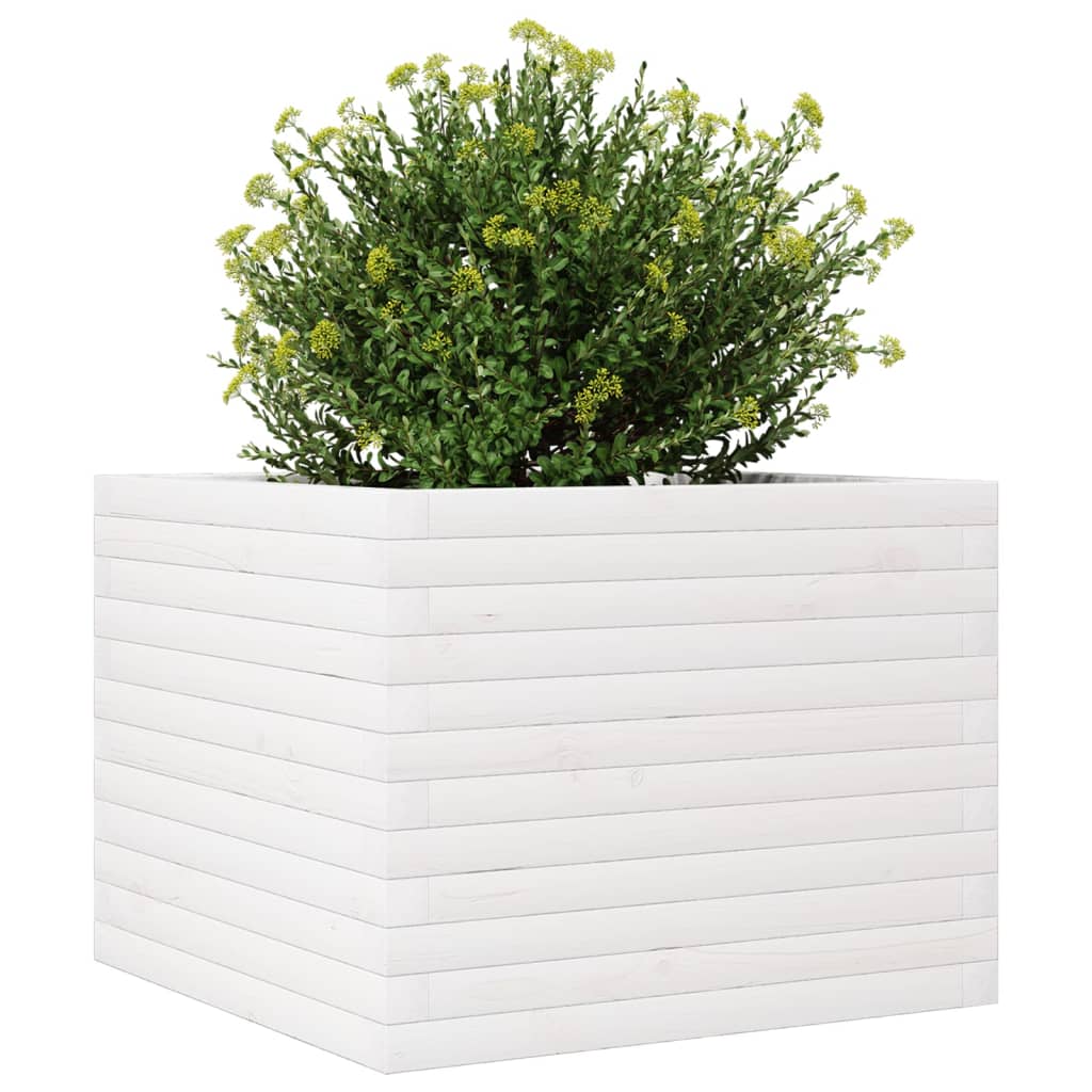 Plantenbak 60x60x46 cm massief grenenhout wit is nu te koop bij PeponiXL, paradijselijk wonen!
