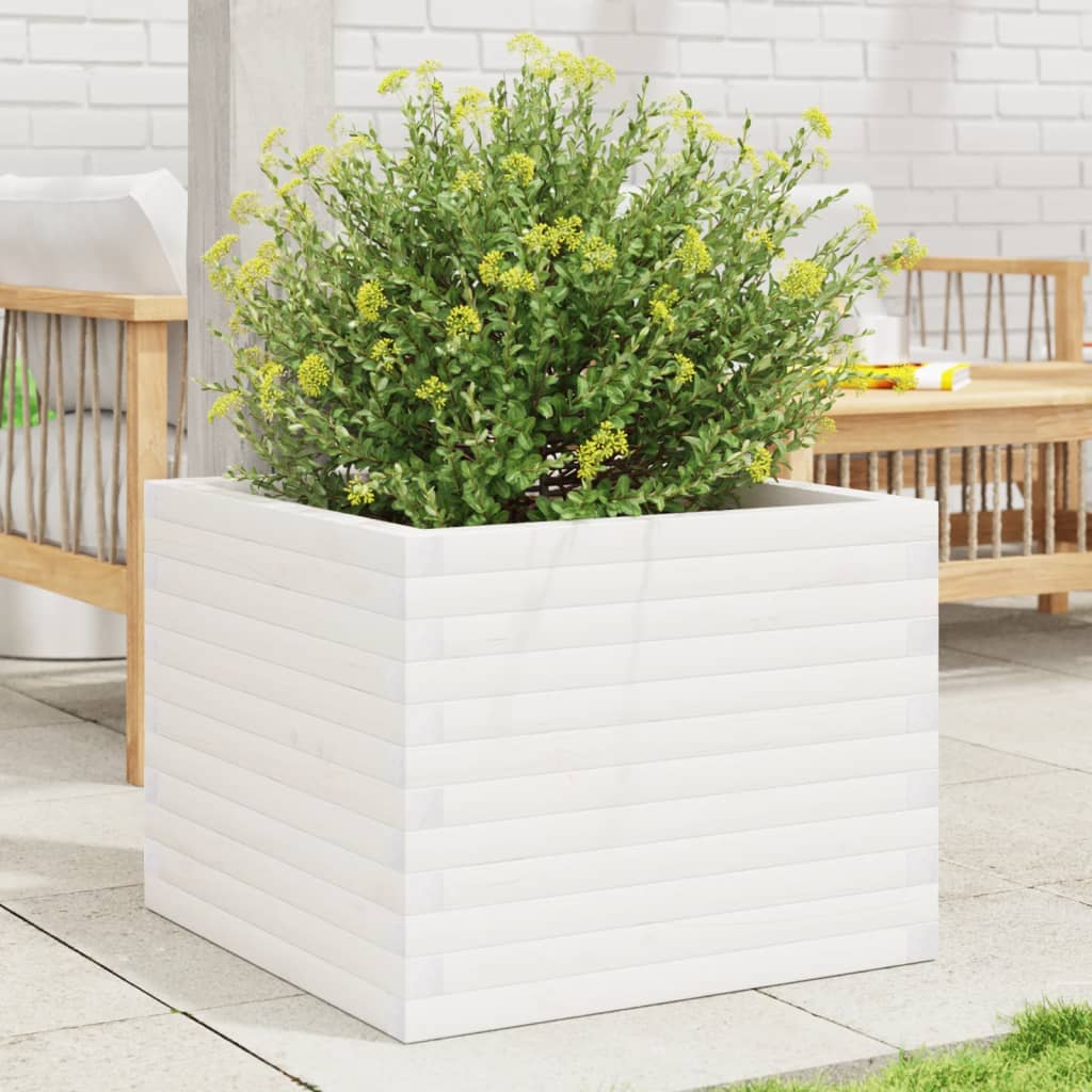 Plantenbak 60x60x46 cm massief grenenhout wit is nu te koop bij PeponiXL, paradijselijk wonen!