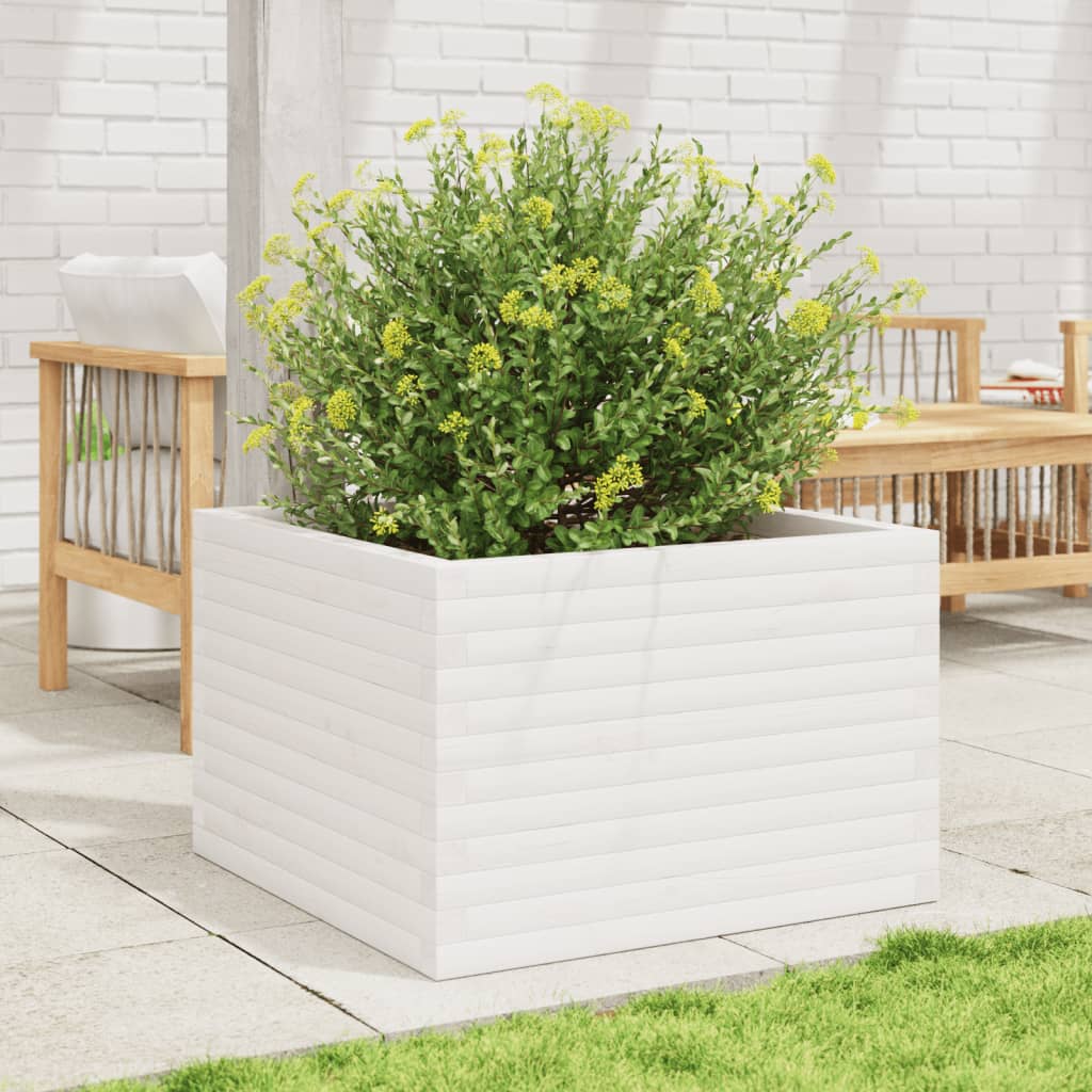 Plantenbak 70x70x46 cm massief grenenhout wit is nu te koop bij PeponiXL, paradijselijk wonen!