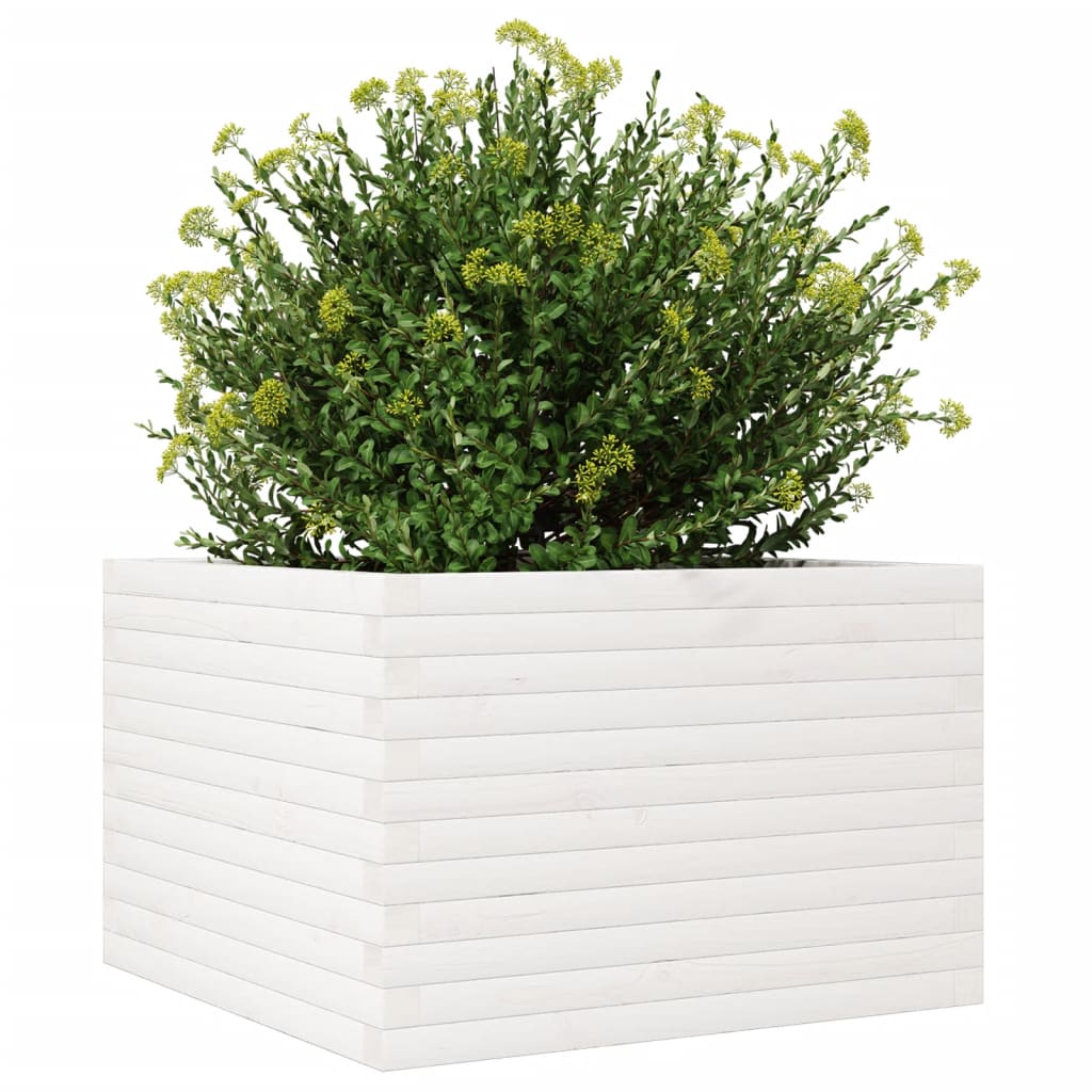 Plantenbak 70x70x46 cm massief grenenhout wit is nu te koop bij PeponiXL, paradijselijk wonen!