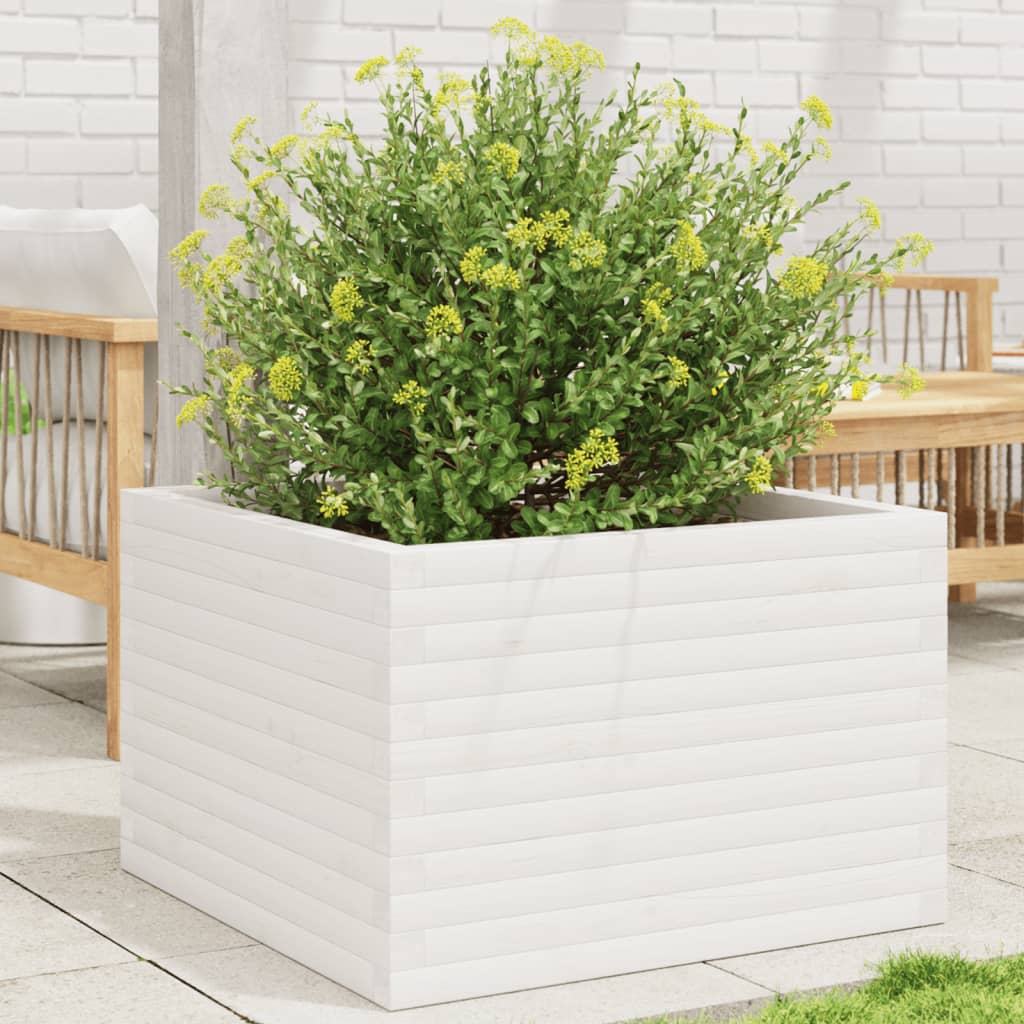 Plantenbak 70x70x46 cm massief grenenhout wit is nu te koop bij PeponiXL, paradijselijk wonen!