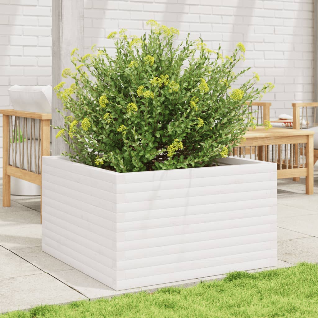 Plantenbak 80x80x46 cm massief grenenhout wit is nu te koop bij PeponiXL, paradijselijk wonen!