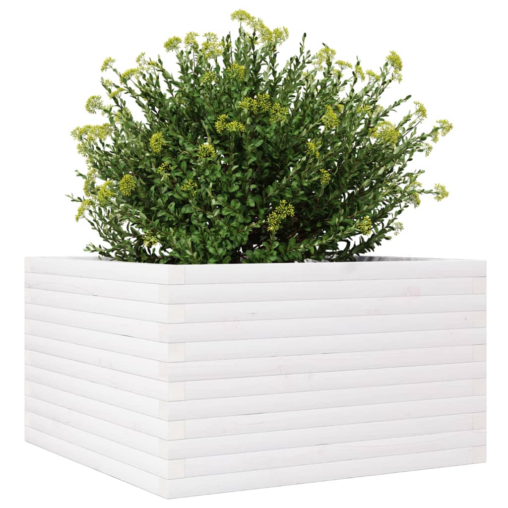 Plantenbak 80x80x46 cm massief grenenhout wit is nu te koop bij PeponiXL, paradijselijk wonen!