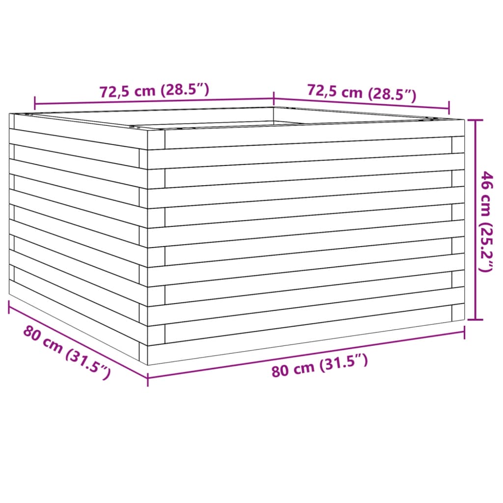 Plantenbak 80x80x46 cm massief grenenhout wit is nu te koop bij PeponiXL, paradijselijk wonen!