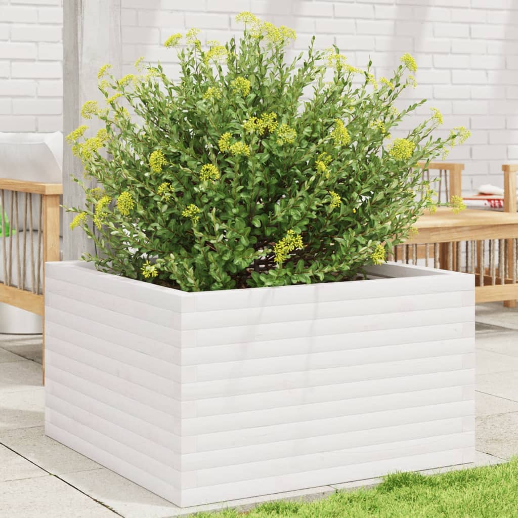 Plantenbak 80x80x46 cm massief grenenhout wit is nu te koop bij PeponiXL, paradijselijk wonen!