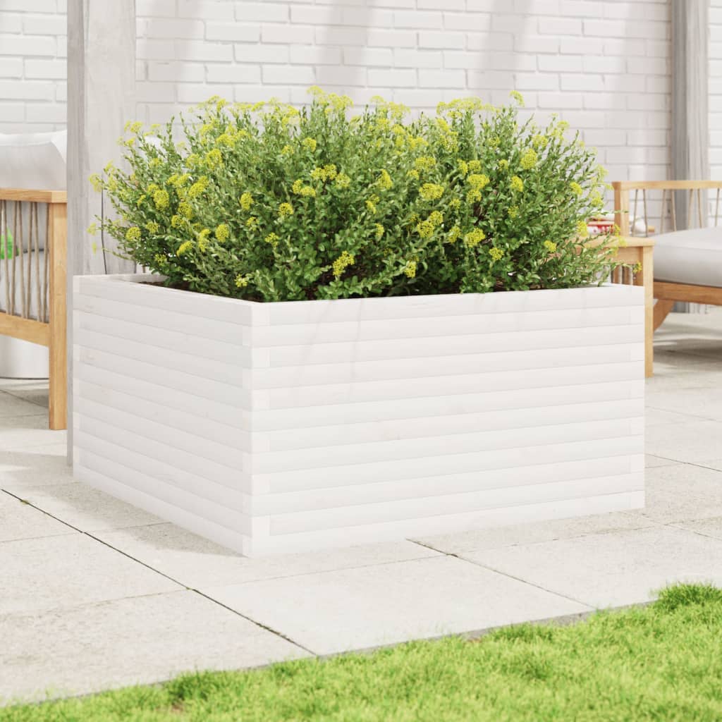 Plantenbak 90x90x46 cm massief grenenhout wit is nu te koop bij PeponiXL, paradijselijk wonen!