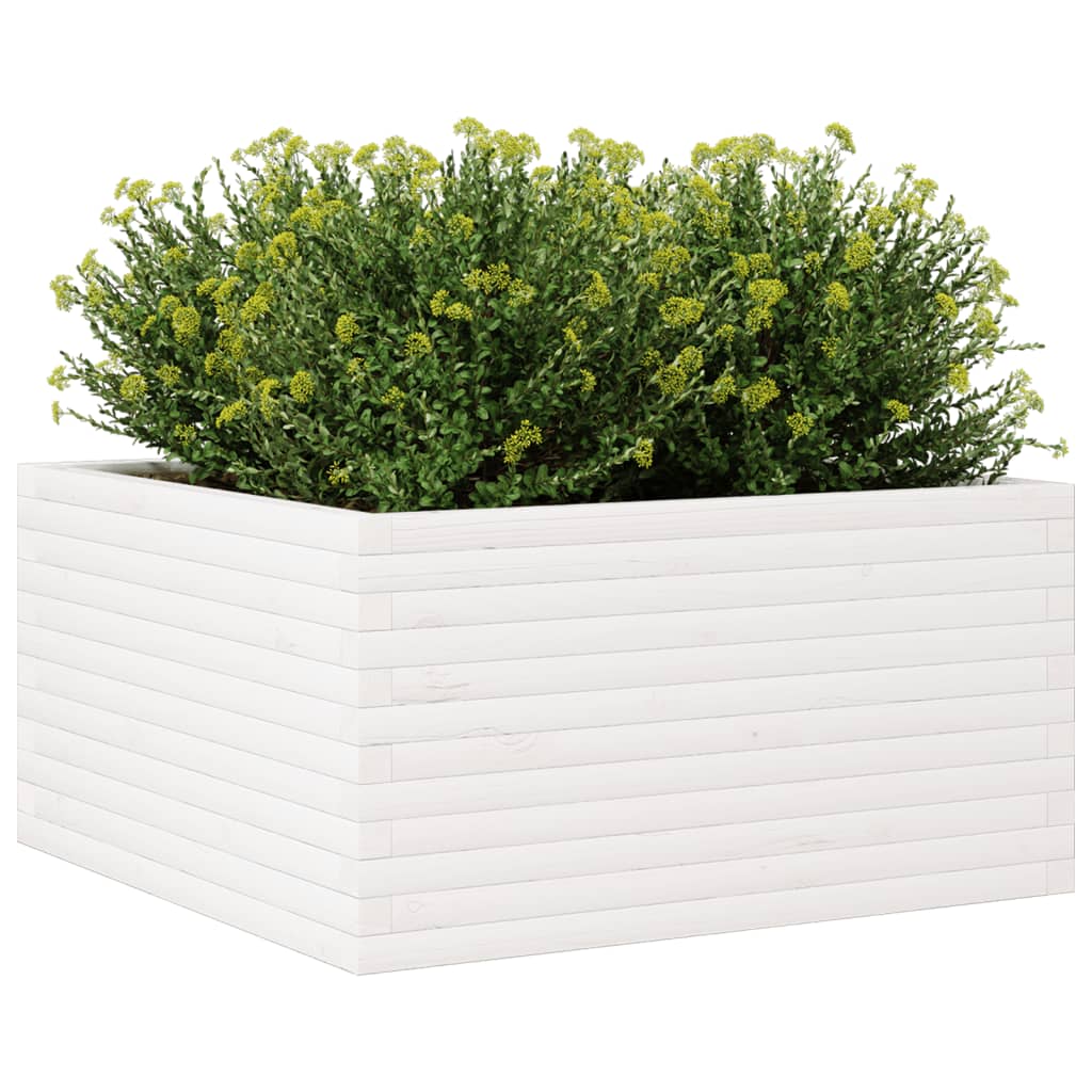 Plantenbak 90x90x46 cm massief grenenhout wit is nu te koop bij PeponiXL, paradijselijk wonen!