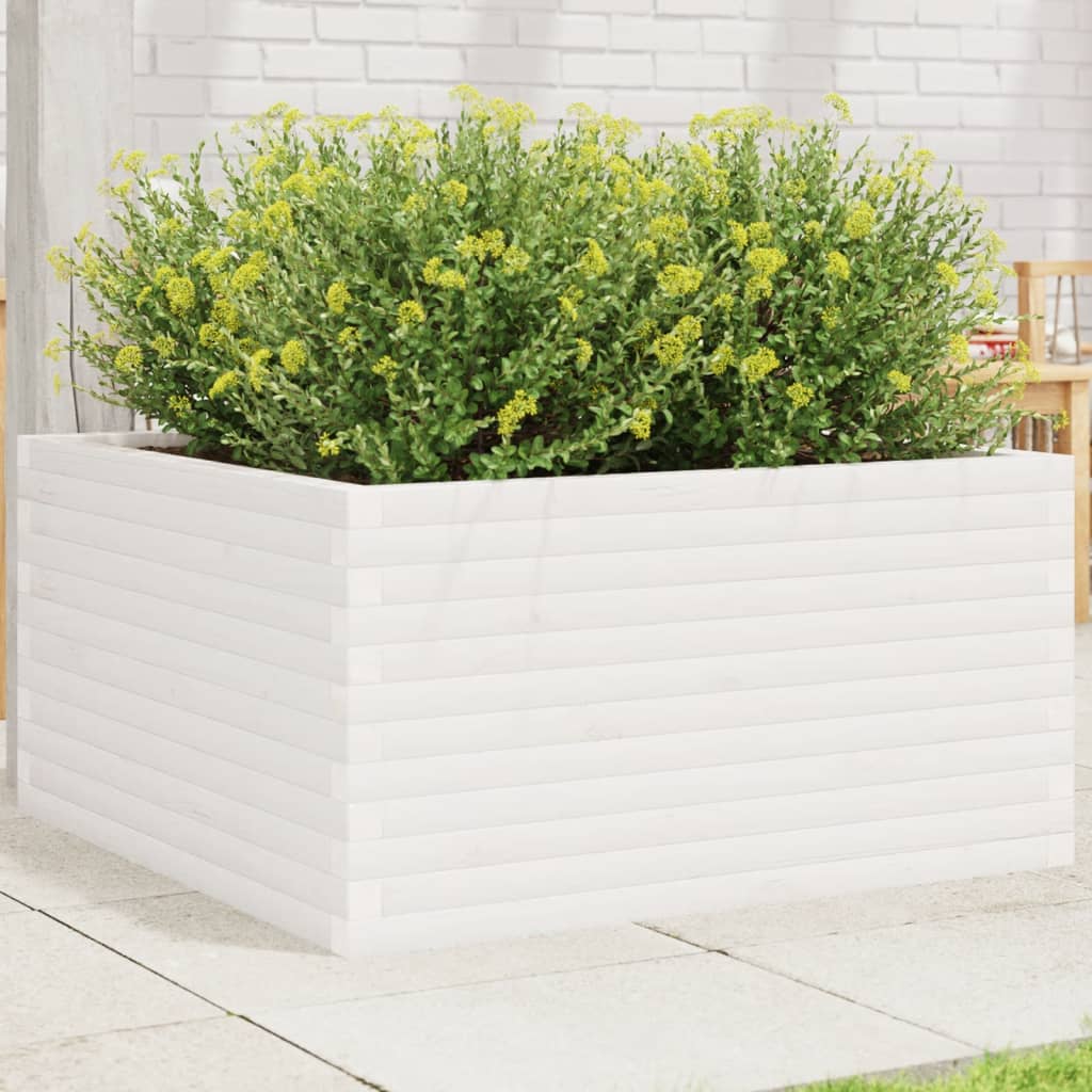 Plantenbak 90x90x46 cm massief grenenhout wit is nu te koop bij PeponiXL, paradijselijk wonen!