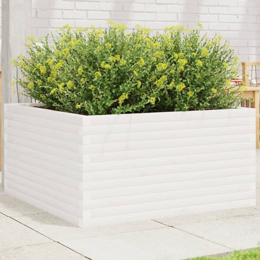 Plantenbak 90x90x46 cm massief grenenhout wit is nu te koop bij PeponiXL, paradijselijk wonen!