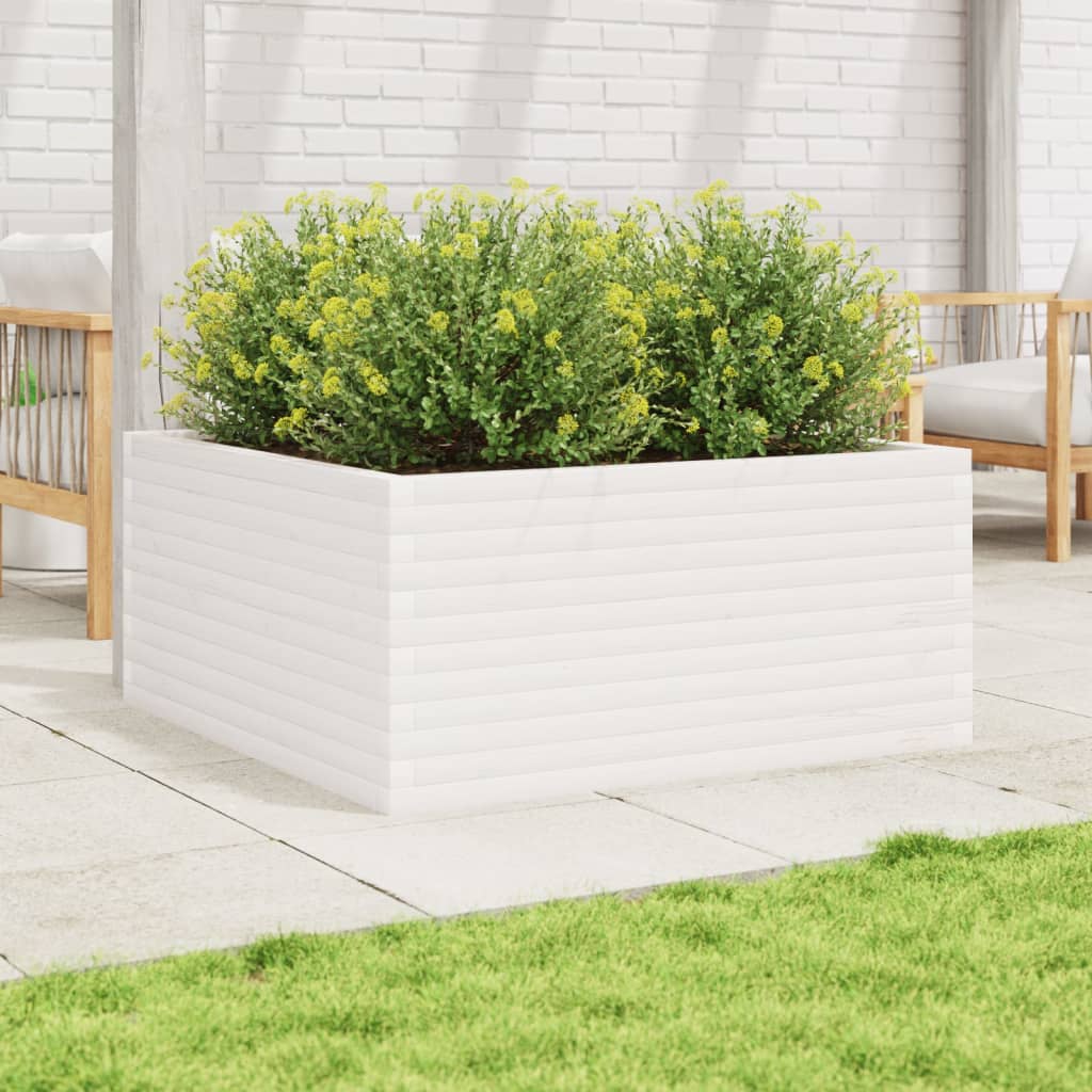 Plantenbak 100x100x46 cm massief grenenhout wit is nu te koop bij PeponiXL, paradijselijk wonen!
