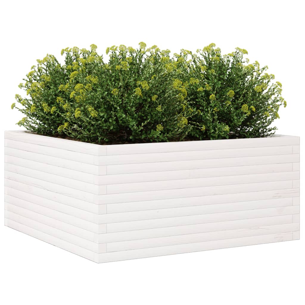 Plantenbak 100x100x46 cm massief grenenhout wit is nu te koop bij PeponiXL, paradijselijk wonen!