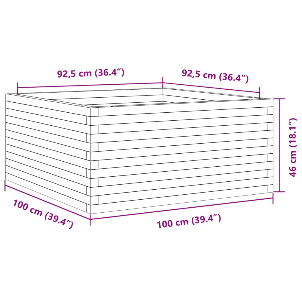 Plantenbak 100x100x46 cm massief grenenhout wit is nu te koop bij PeponiXL, paradijselijk wonen!
