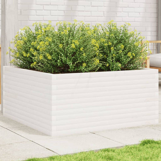 Plantenbak 100x100x46 cm massief grenenhout wit is nu te koop bij PeponiXL, paradijselijk wonen!