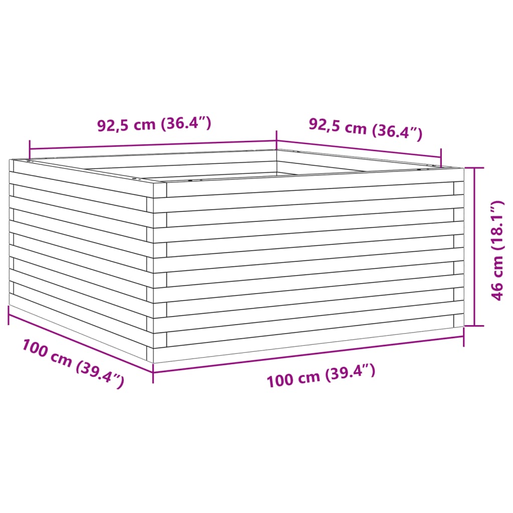 Plantenbak 100x100x46 cm massief douglashout is nu te koop bij PeponiXL, paradijselijk wonen!