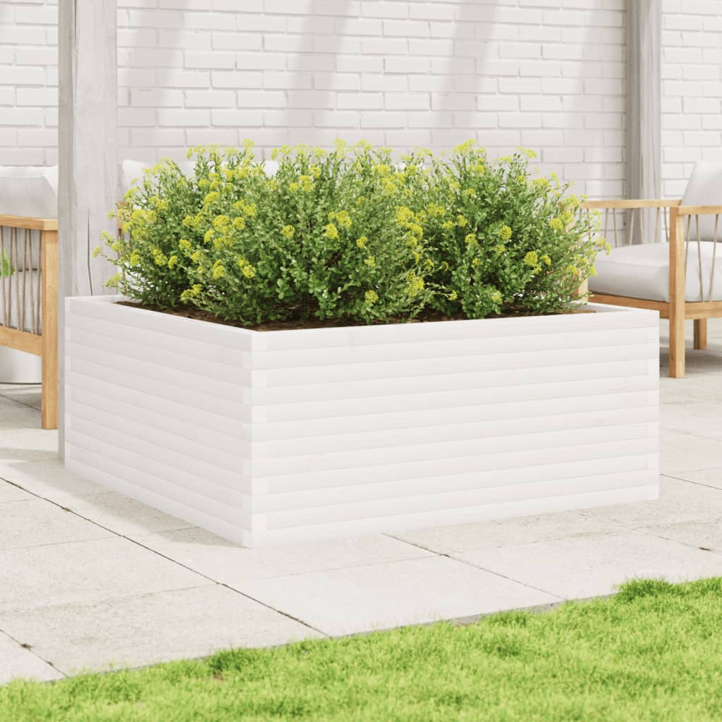 Plantenbak 110x110x46 cm massief grenenhout wit is nu te koop bij PeponiXL, paradijselijk wonen!