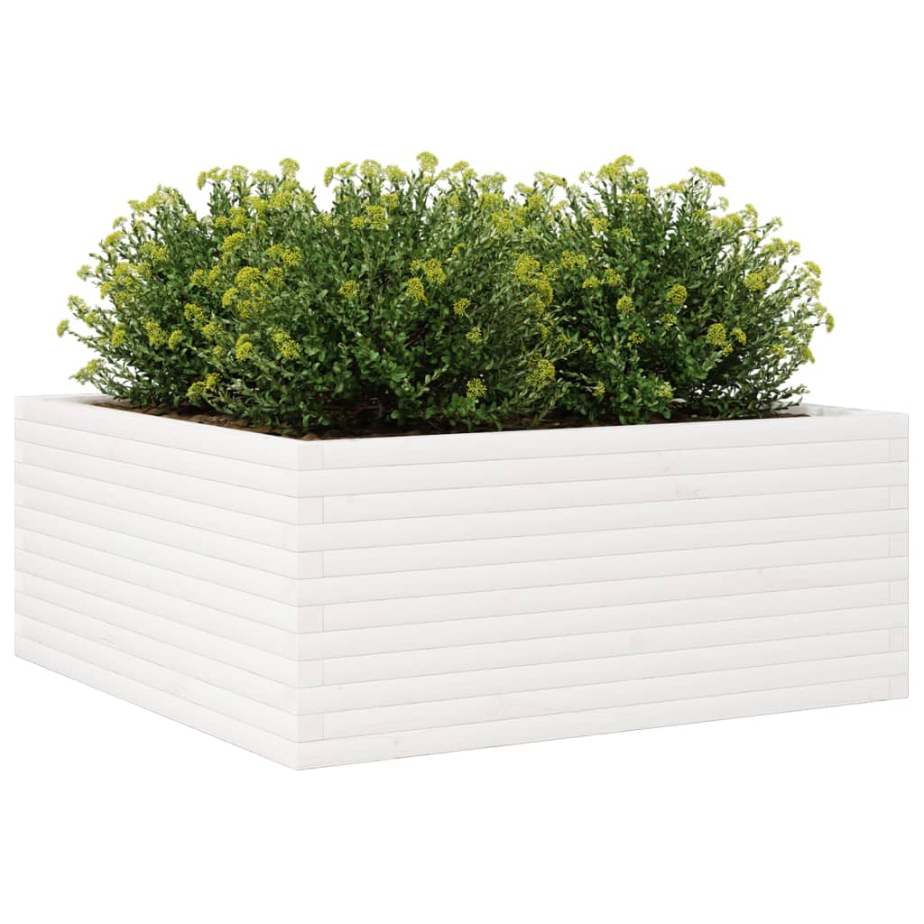 Plantenbak 110x110x46 cm massief grenenhout wit is nu te koop bij PeponiXL, paradijselijk wonen!
