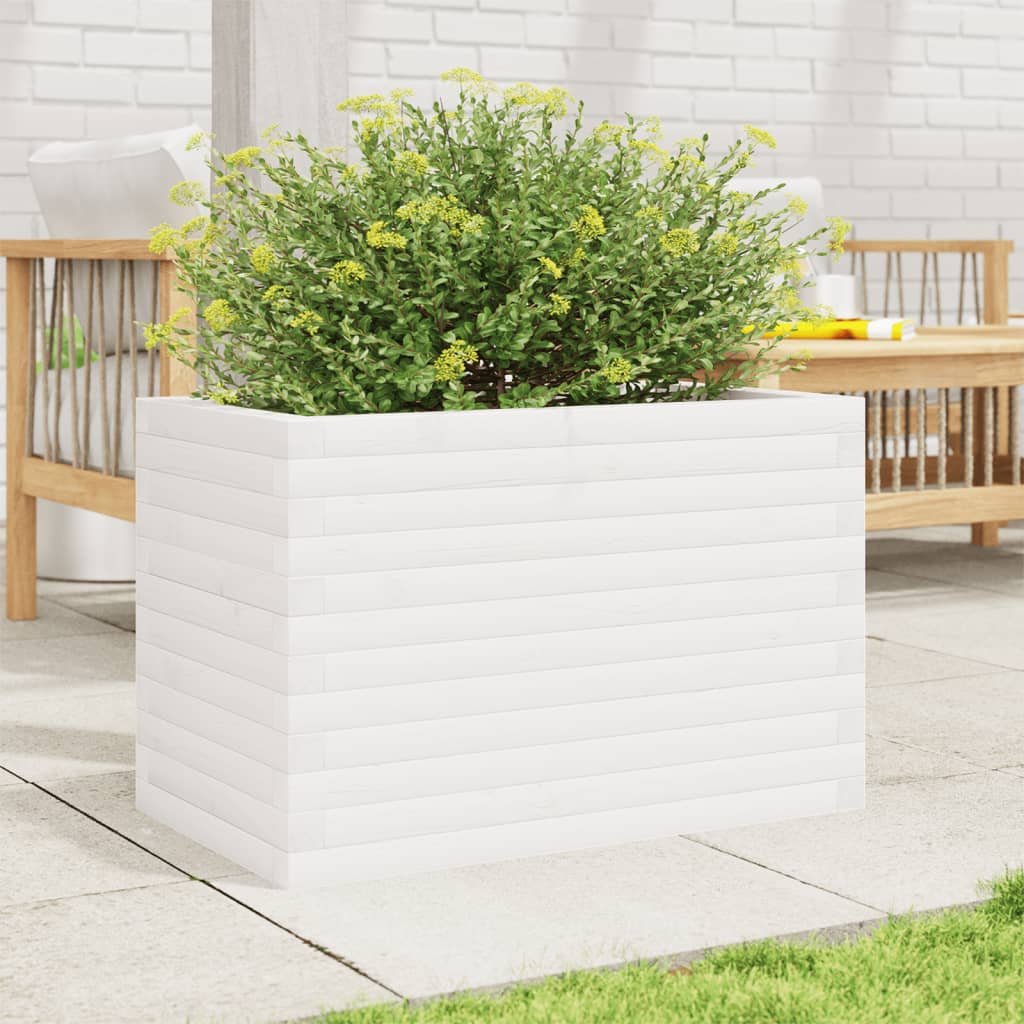 Plantenbak 70x40x46 cm massief grenenhout wit is nu te koop bij PeponiXL, paradijselijk wonen!