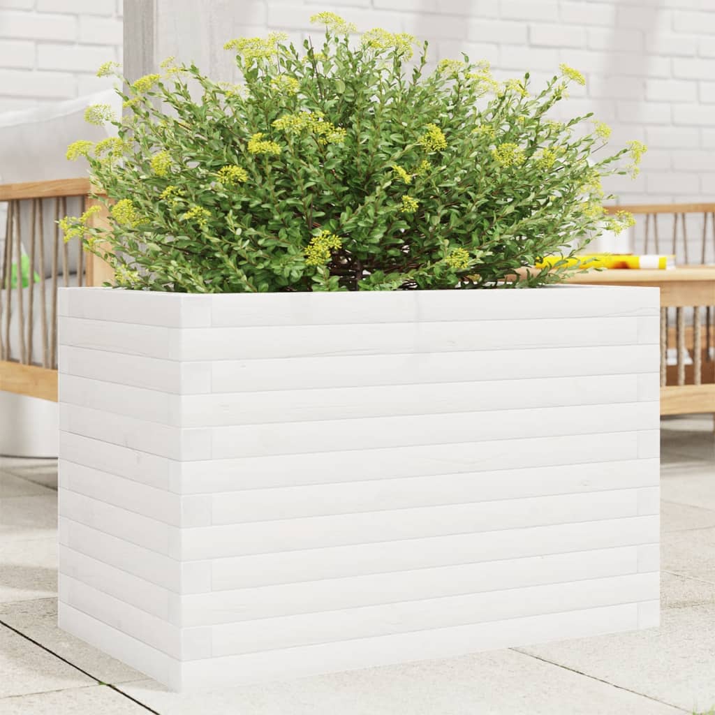 Plantenbak 70x40x46 cm massief grenenhout wit is nu te koop bij PeponiXL, paradijselijk wonen!