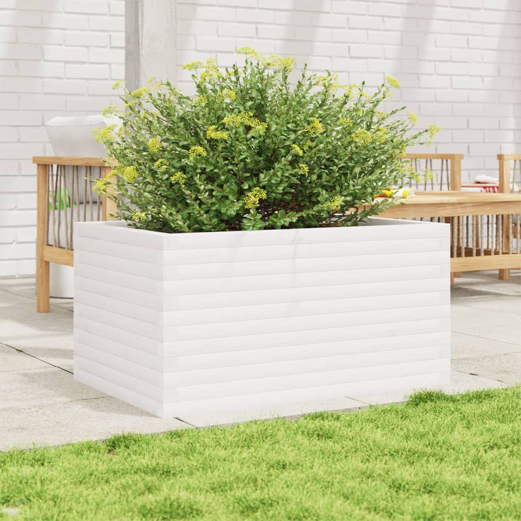 Plantenbak 90x60x46 cm massief grenenhout wit is nu te koop bij PeponiXL, paradijselijk wonen!