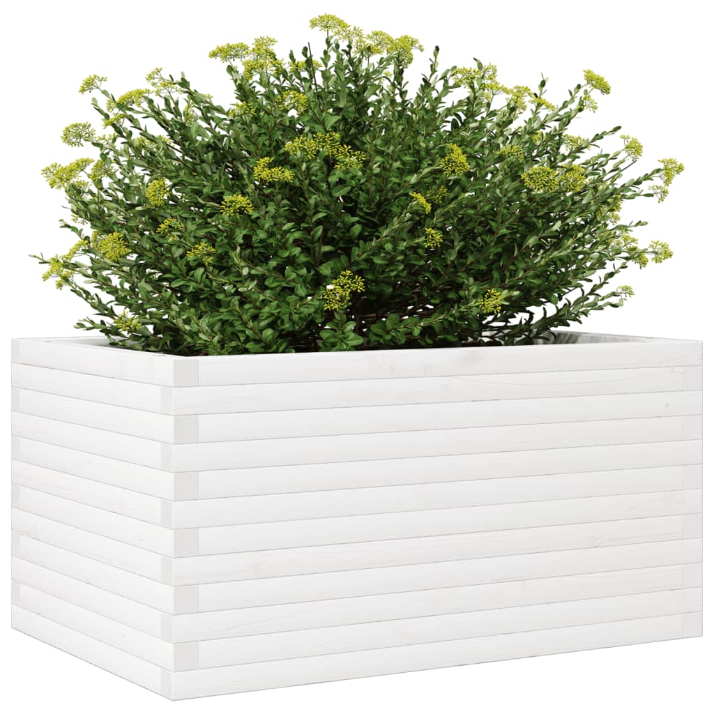 Plantenbak 90x60x46 cm massief grenenhout wit is nu te koop bij PeponiXL, paradijselijk wonen!