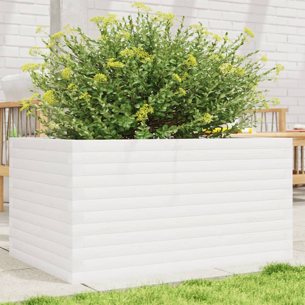 Plantenbak 90x60x46 cm massief grenenhout wit is nu te koop bij PeponiXL, paradijselijk wonen!