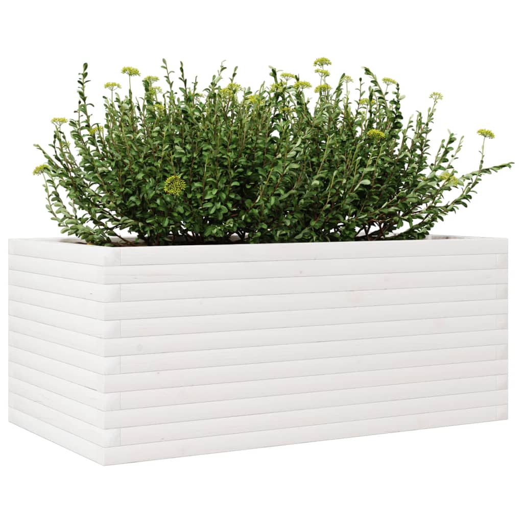 Plantenbak 110x60x46 cm massief grenenhout wit is nu te koop bij PeponiXL, paradijselijk wonen!