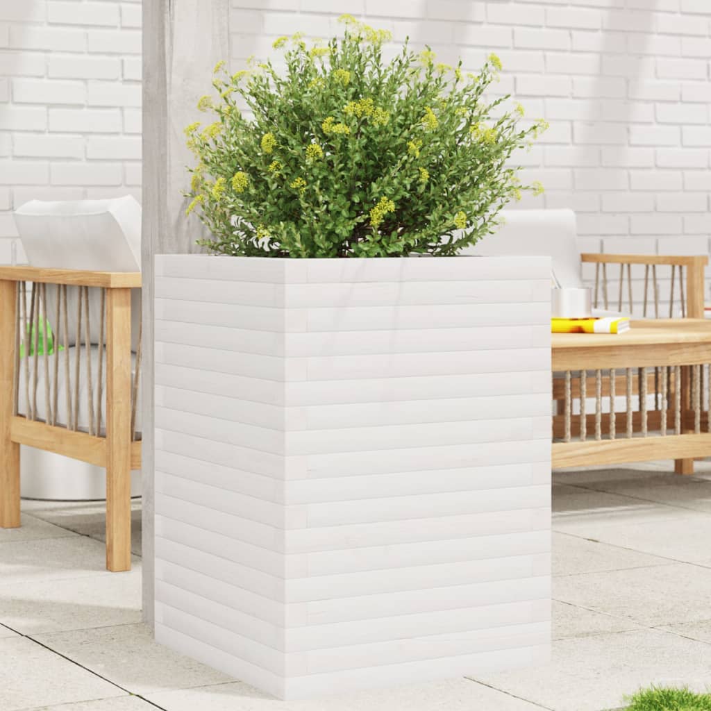 Plantenbak 50x50x68,5 cm massief grenenhout wit is nu te koop bij PeponiXL, paradijselijk wonen!