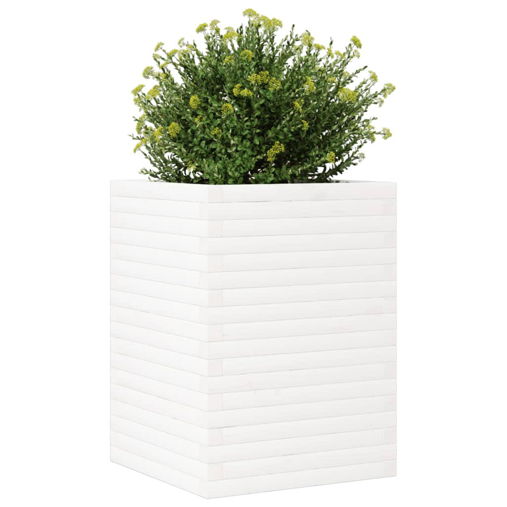 Plantenbak 50x50x68,5 cm massief grenenhout wit is nu te koop bij PeponiXL, paradijselijk wonen!