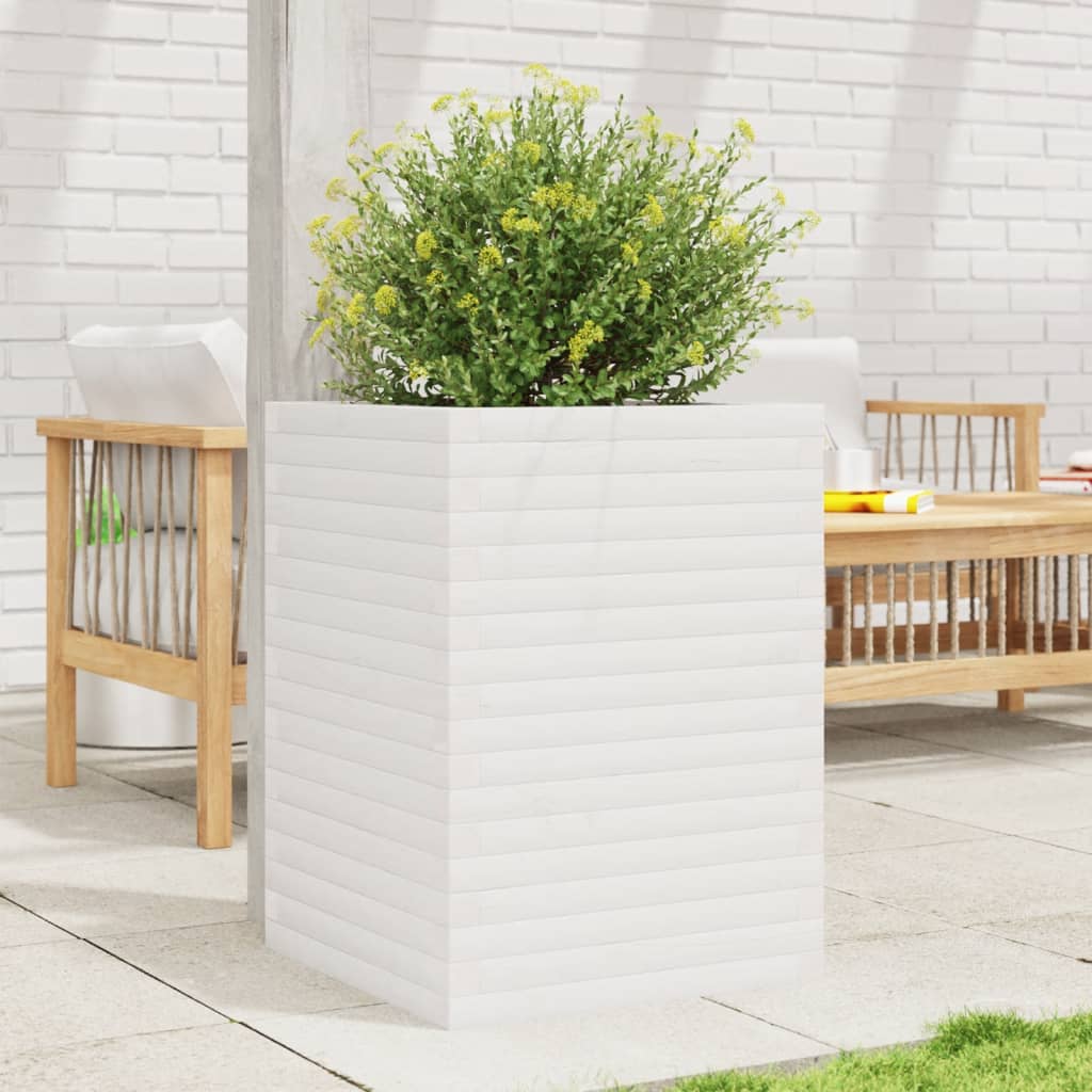 Plantenbak 50x50x68,5 cm massief grenenhout wit is nu te koop bij PeponiXL, paradijselijk wonen!