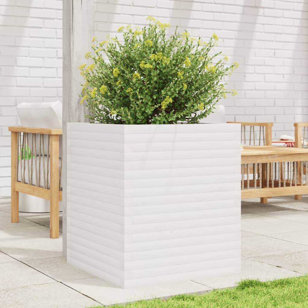 Plantenbak 60x60x68,5 cm massief grenenhout wit is nu te koop bij PeponiXL, paradijselijk wonen!