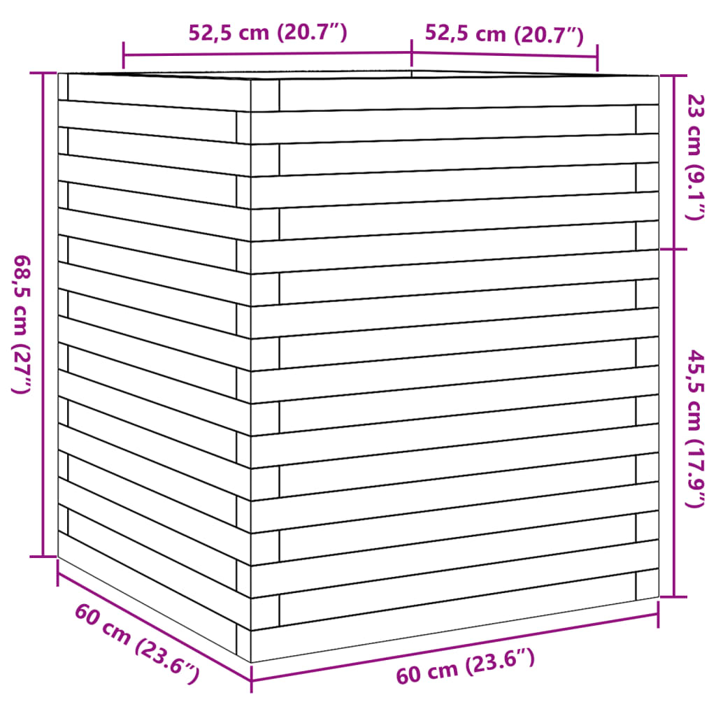 Plantenbak 60x60x68,5 cm massief grenenhout wit is nu te koop bij PeponiXL, paradijselijk wonen!