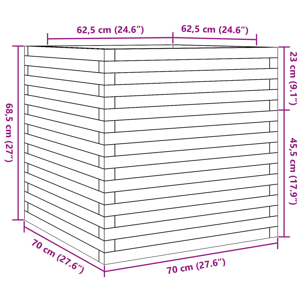 Plantenbak 70x70x68,5 cm massief grenenhout wit is nu te koop bij PeponiXL, paradijselijk wonen!