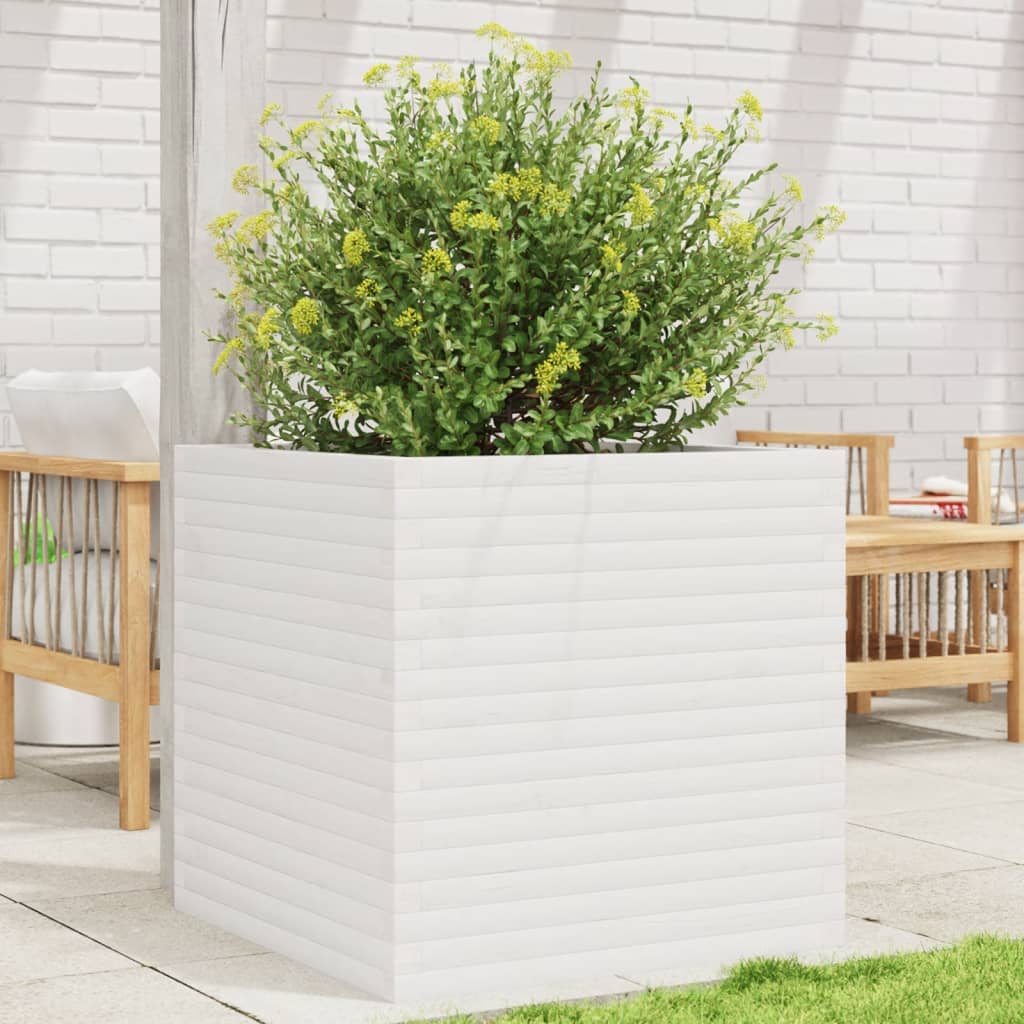 Plantenbak 70x70x68,5 cm massief grenenhout wit is nu te koop bij PeponiXL, paradijselijk wonen!