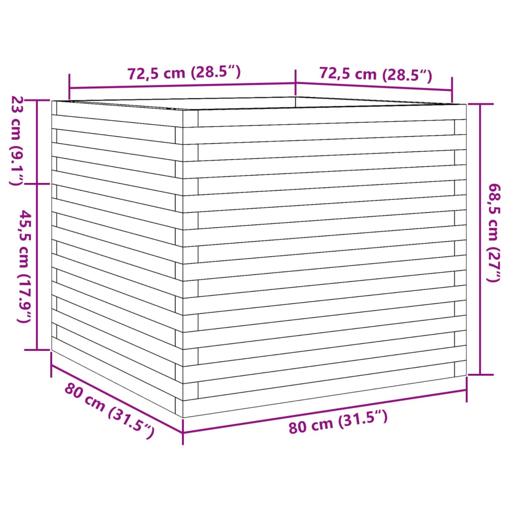 Plantenbak 80x80x68,5 cm massief grenenhout wasbruin is nu te koop bij PeponiXL, paradijselijk wonen!
