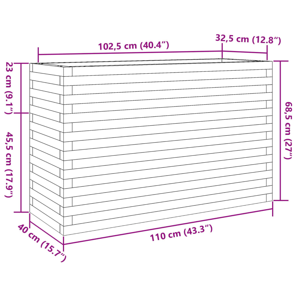 Plantenbak 110x40x68,5 cm massief grenenhout wasbruin is nu te koop bij PeponiXL, paradijselijk wonen!