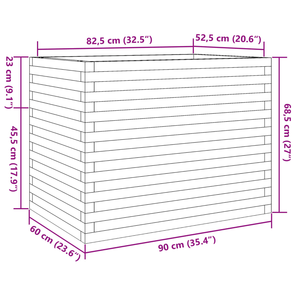 Plantenbak 90x60x68,5 cm massief grenenhout is nu te koop bij PeponiXL, paradijselijk wonen!