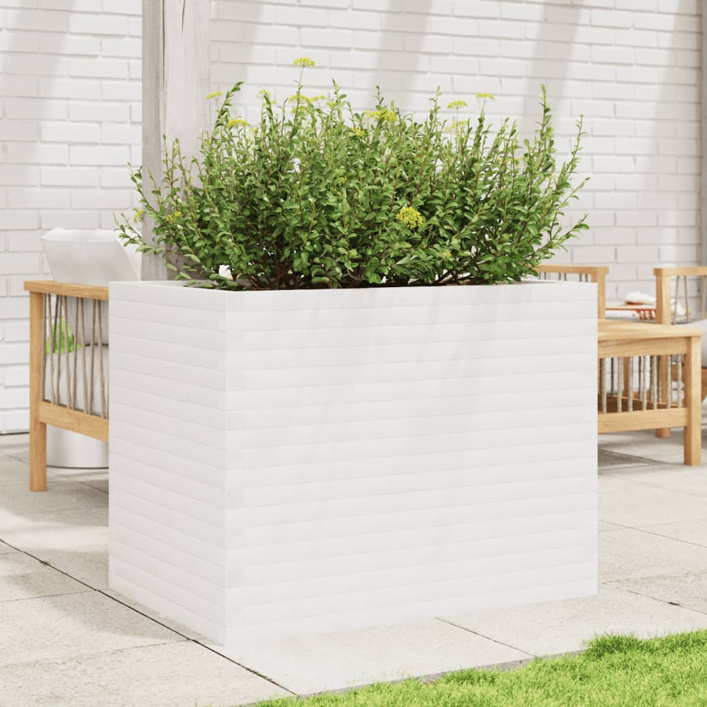 Plantenbak 90x60x68,5 cm massief grenenhout wit is nu te koop bij PeponiXL, paradijselijk wonen!