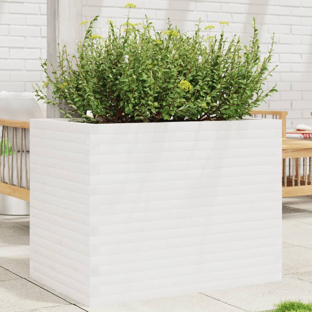 Plantenbak 90x60x68,5 cm massief grenenhout wit is nu te koop bij PeponiXL, paradijselijk wonen!