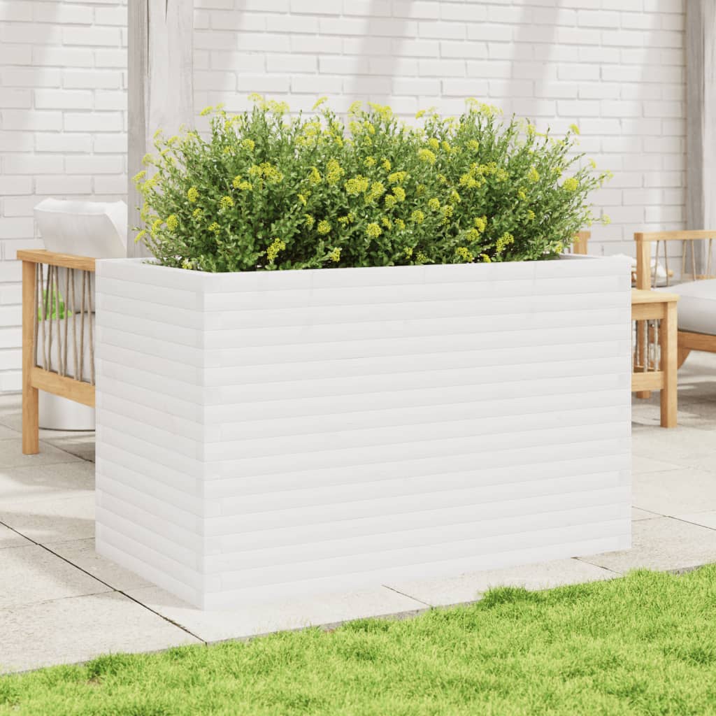 Plantenbak 110x60x68,5 cm massief grenenhout wit is nu te koop bij PeponiXL, paradijselijk wonen!