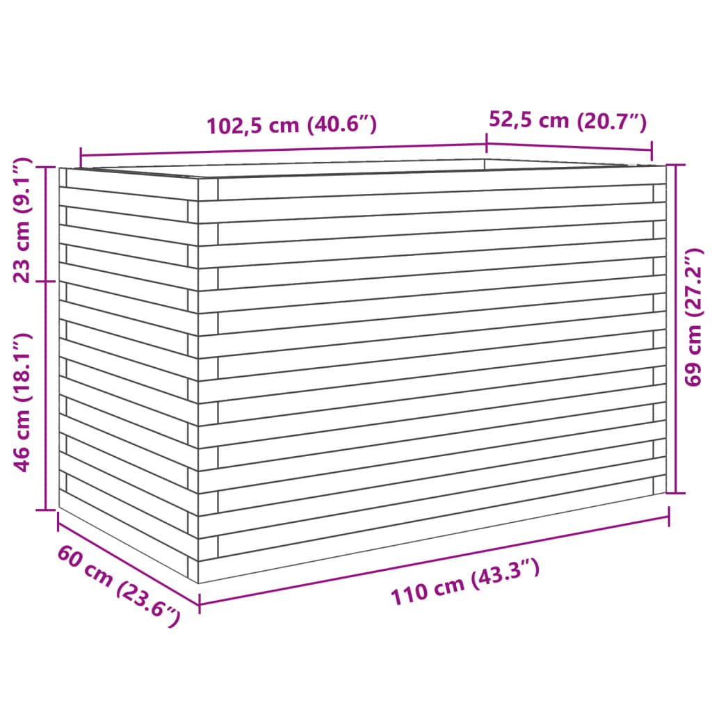 Plantenbak 110x60x68,5 cm massief grenenhout wit is nu te koop bij PeponiXL, paradijselijk wonen!