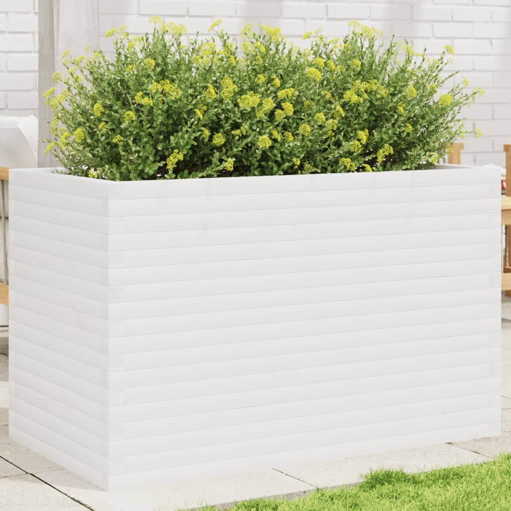 Plantenbak 110x60x68,5 cm massief grenenhout wit is nu te koop bij PeponiXL, paradijselijk wonen!