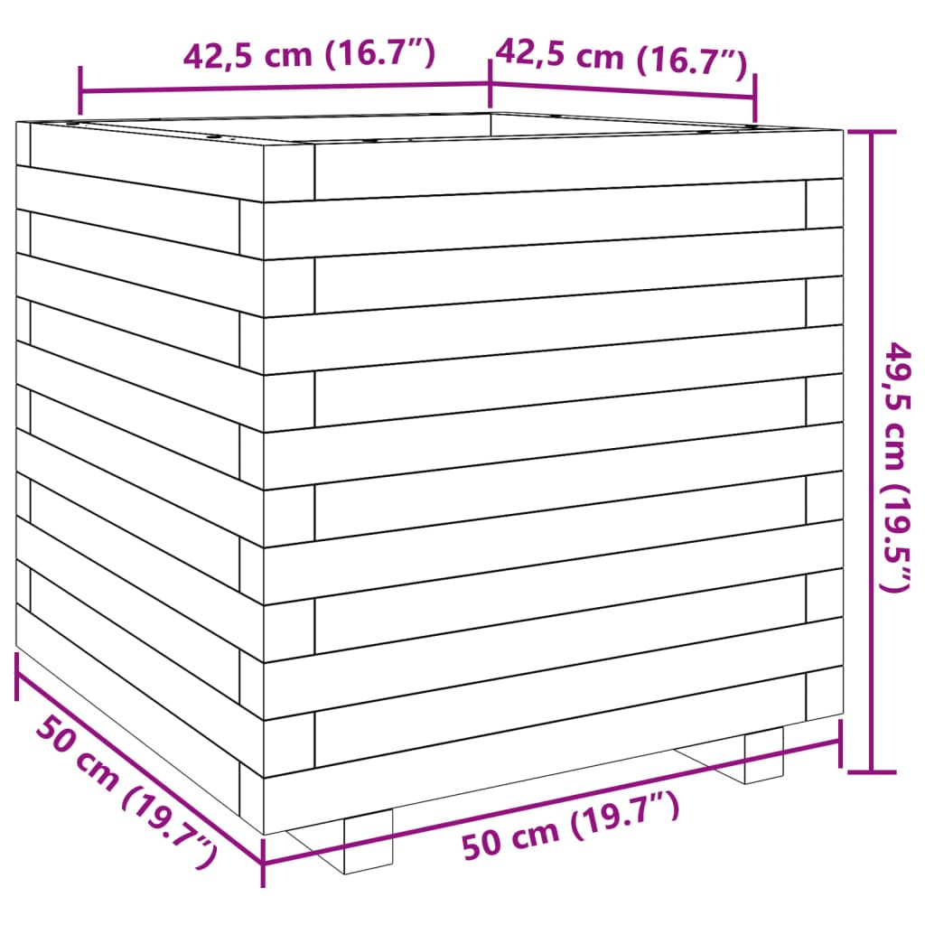 Plantenbak 50x50x49,5 cm massief grenenhout wit is nu te koop bij PeponiXL, paradijselijk wonen!