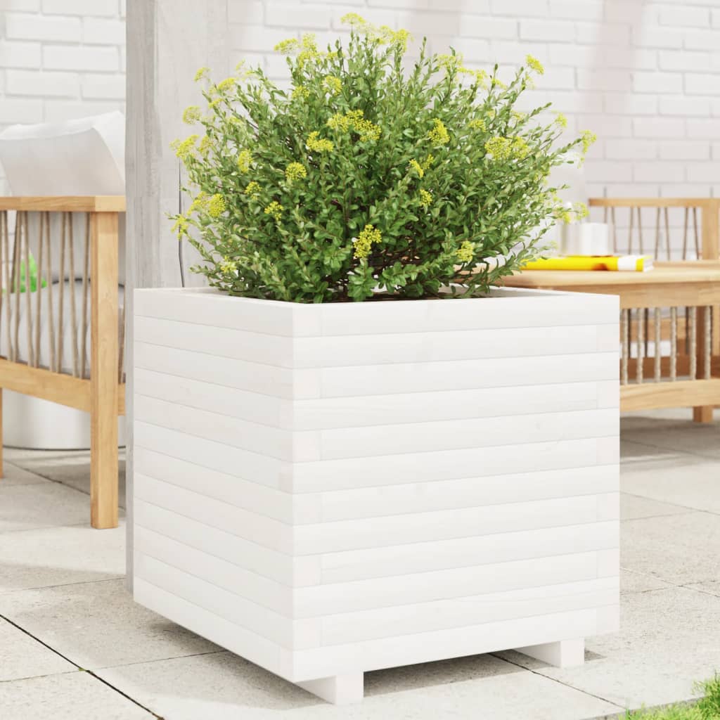 Plantenbak 50x50x49,5 cm massief grenenhout wit is nu te koop bij PeponiXL, paradijselijk wonen!