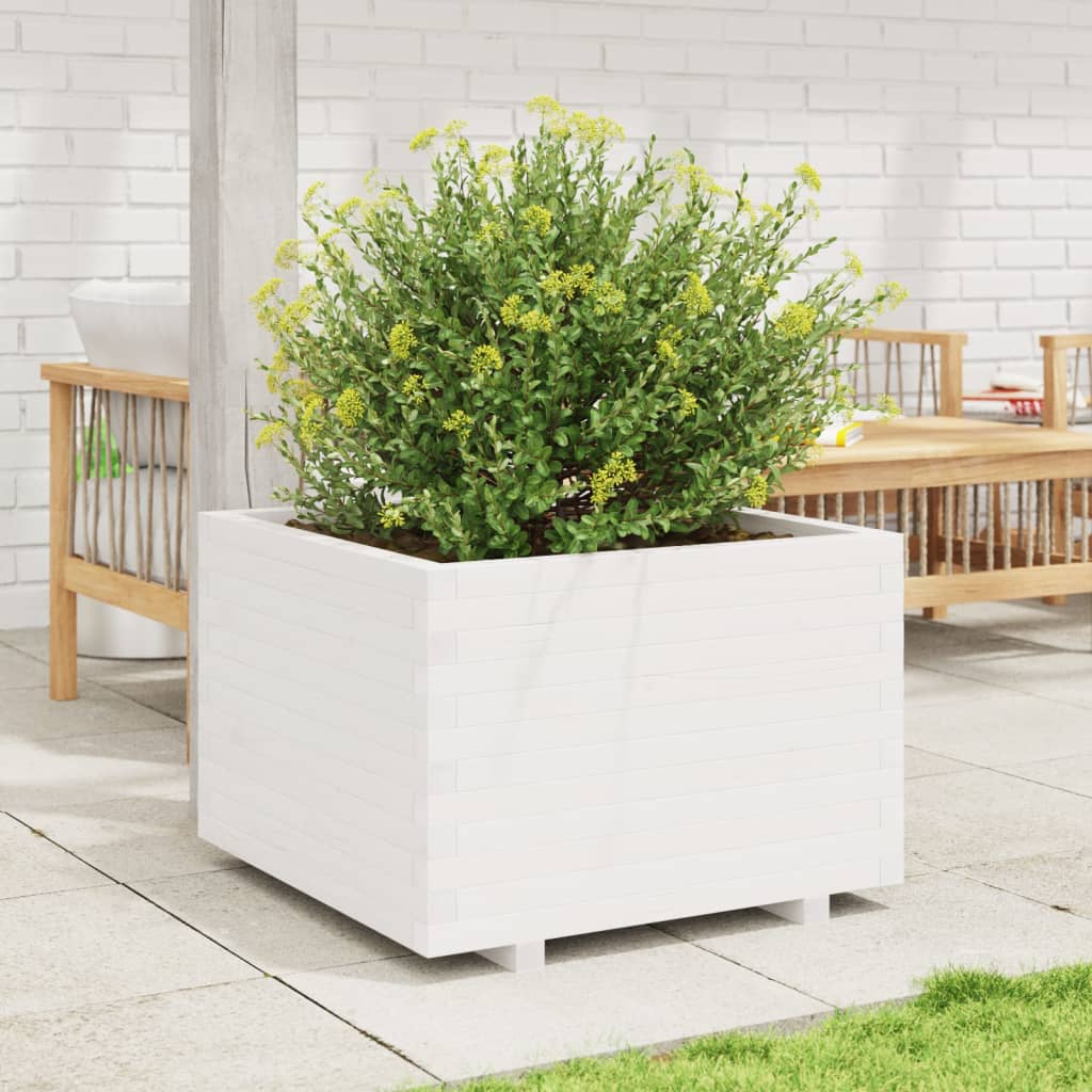Plantenbak 70x70x49,5 cm massief grenenhout wit is nu te koop bij PeponiXL, paradijselijk wonen!