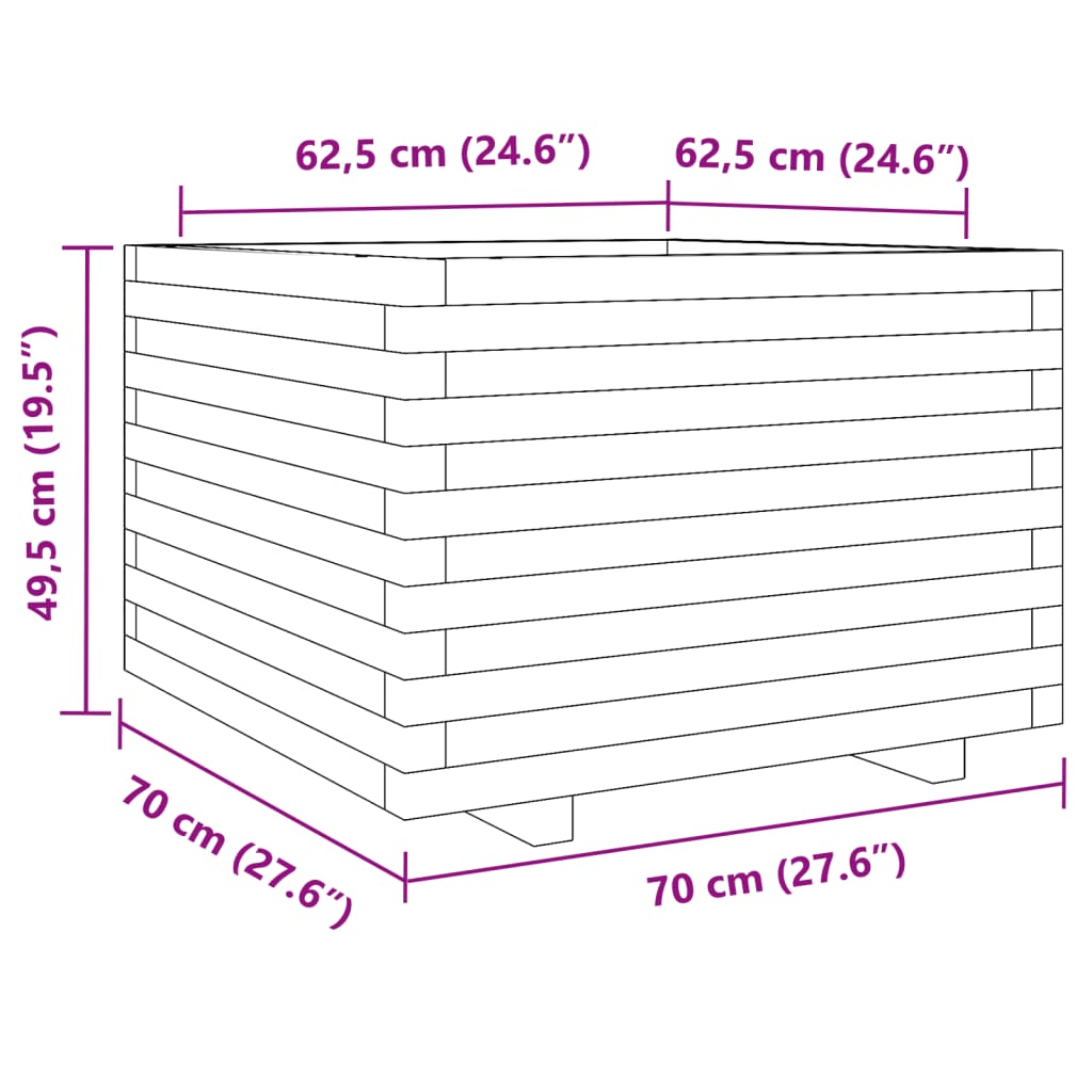 Plantenbak 70x70x49,5 cm massief grenenhout wit is nu te koop bij PeponiXL, paradijselijk wonen!
